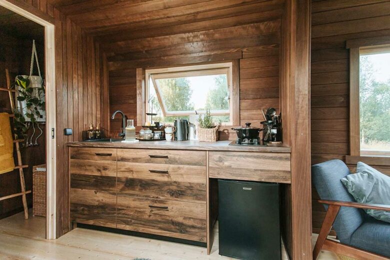Le coin cuisine de la Nature Pod.