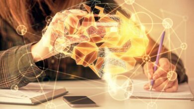 Représentation d'un cerveau holographique.