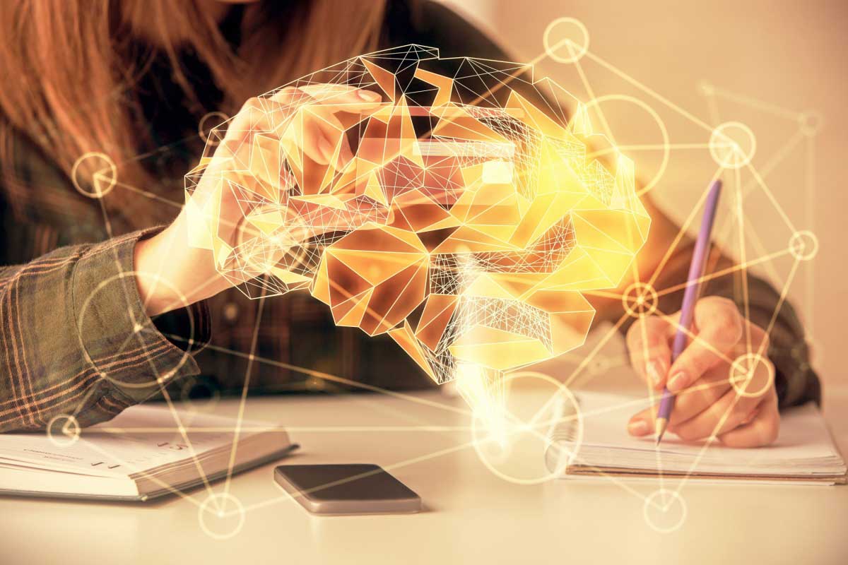 Représentation d'un cerveau holographique.