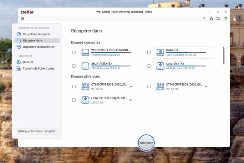 On choisit le lecteur à analyser.