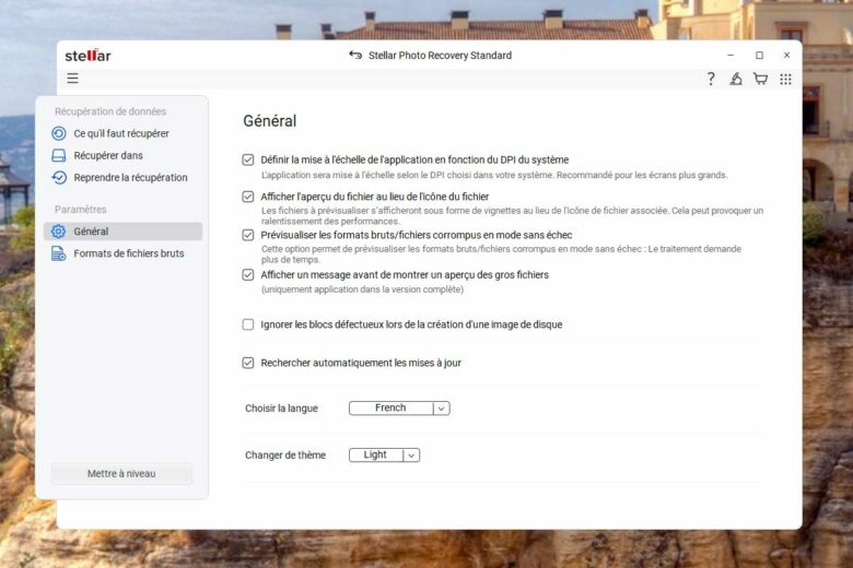 Les options avancées.