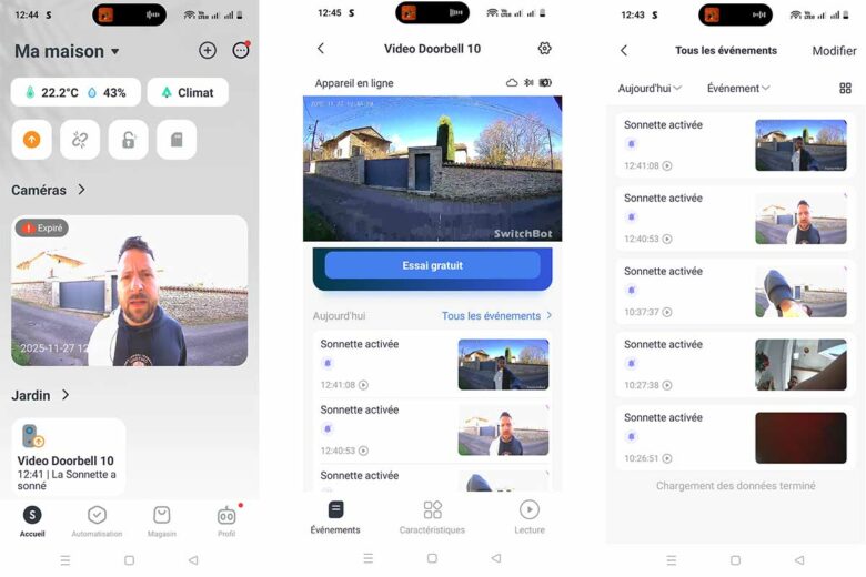 Test de la sonnette en condition réelle.