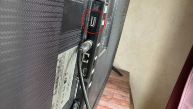 L'arrière d'une télévision avec les différents ports.