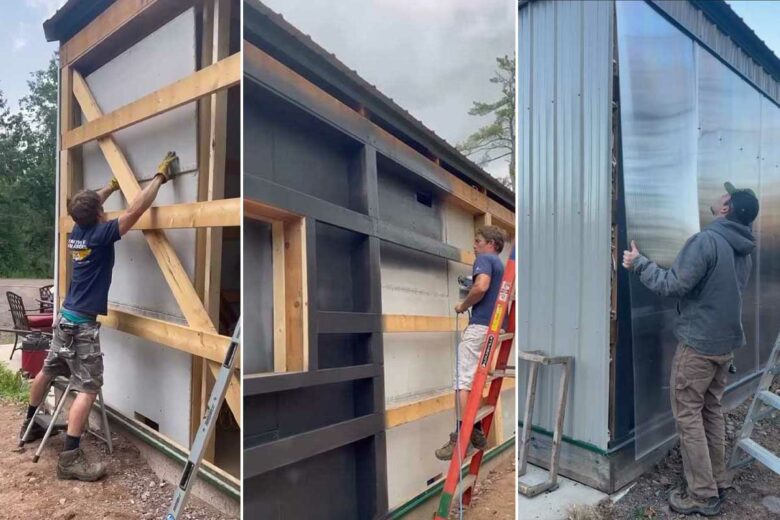 Fabrication d'un mur trombe sur un atelier.