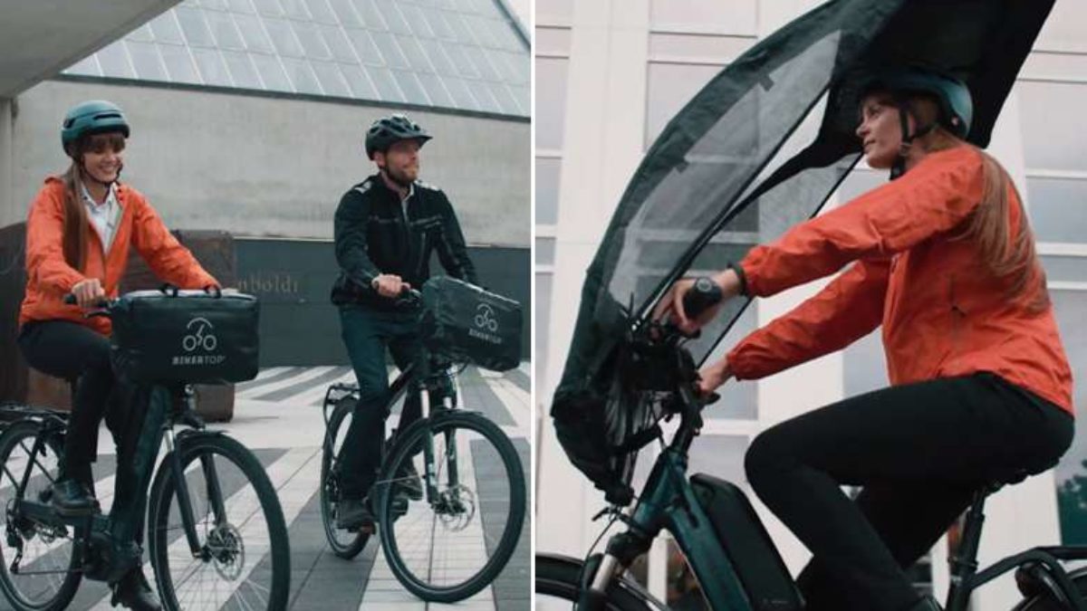 Crowdfunding : BikerTop, le premier top case parapluie pour rouler  toujours au sec à vélo ! - NeozOne